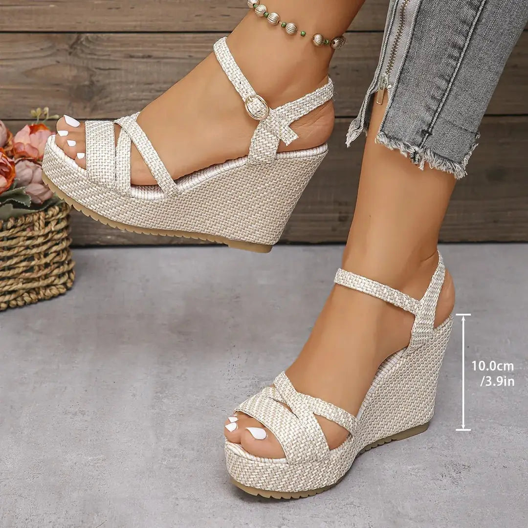 Jasmine | Effortless Woven Strap Platform Wedge Sandals
