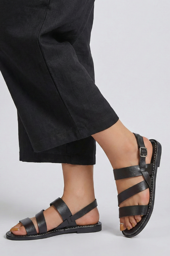 Jasmine | Sophisticated Strappy Open Toe Flat Sandals