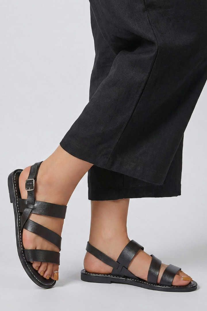 Jasmine | Sophisticated Strappy Open Toe Flat Sandals
