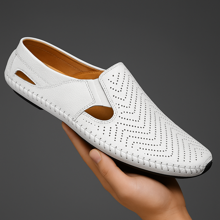 Jasper | Classic Perforated Men Slides with Woven Stitch Detail