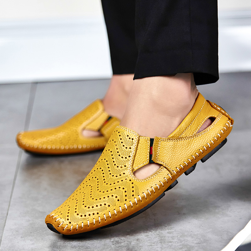 Jasper | Classic Perforated Men Slides with Woven Stitch Detail