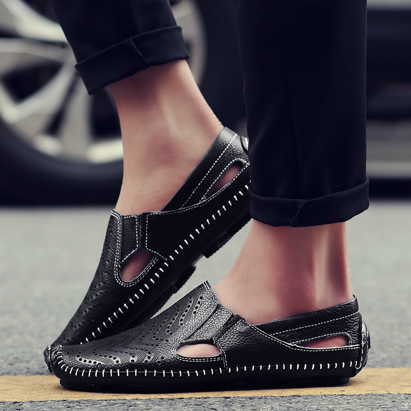 Jasper | Classic Perforated Men Slides with Woven Stitch Detail