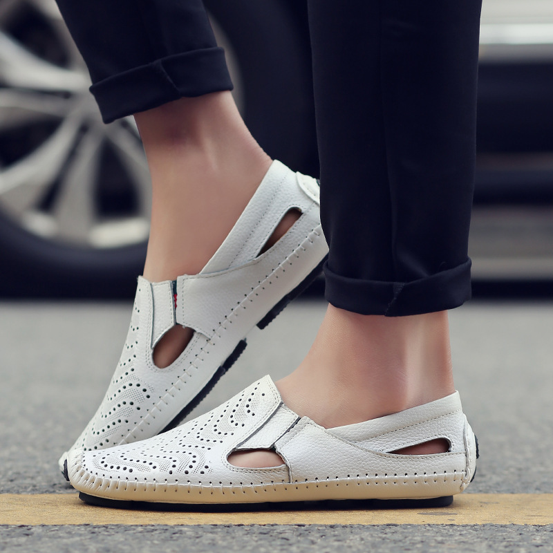 Jasper | Classic Perforated Men Slides with Woven Stitch Detail
