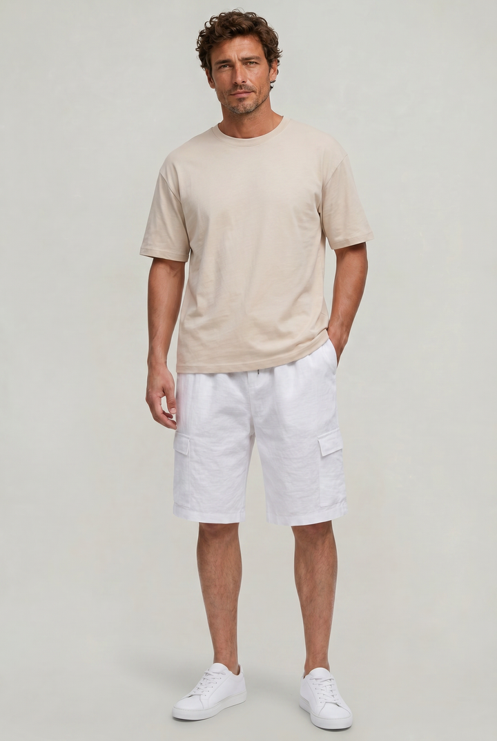 Jordan | Polished Cargo Linen Shorts with Drawstring Waist