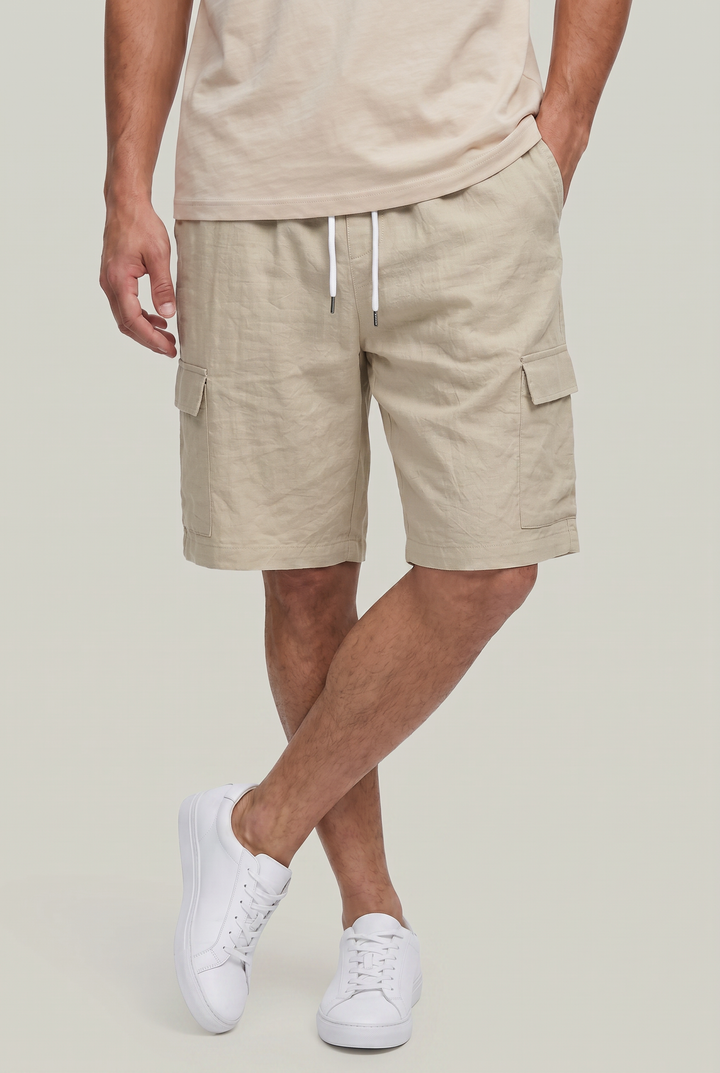 Jordan | Polished Cargo Linen Shorts with Drawstring Waist