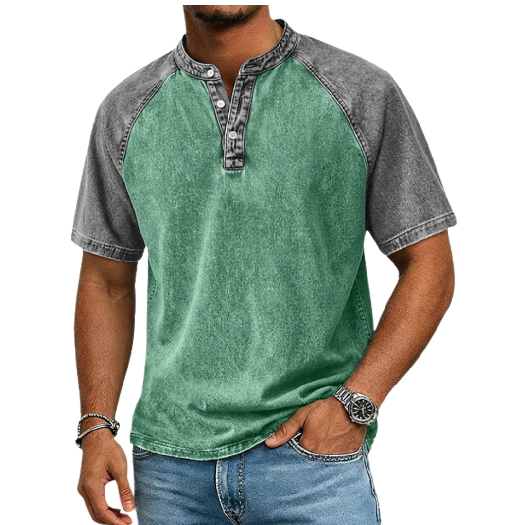 Jordan | Sophisticated Two-Tone Henley Mens T Shirt