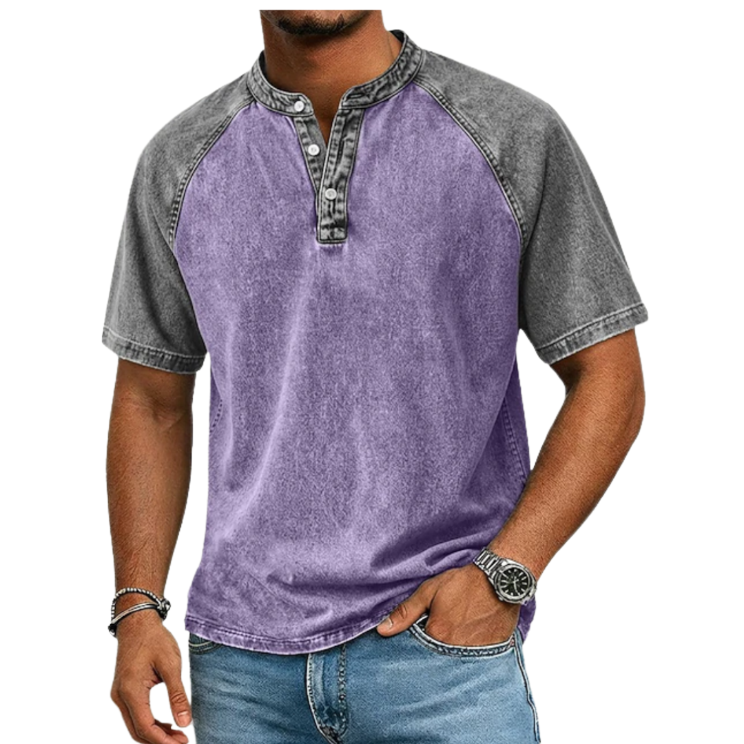 Jordan | Sophisticated Two-Tone Henley Mens T Shirt