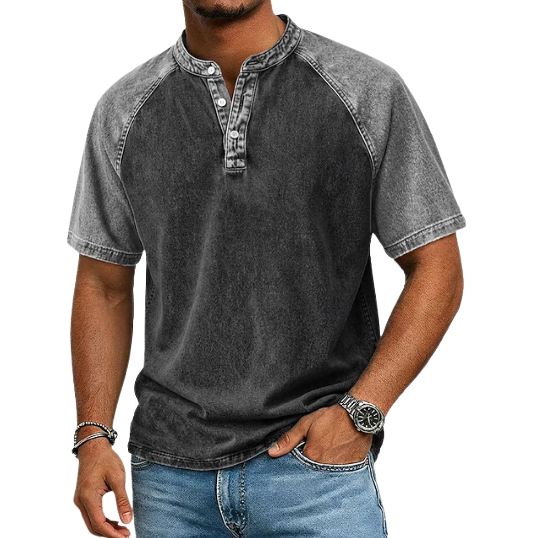 Jordan | Sophisticated Two-Tone Henley Mens T Shirt