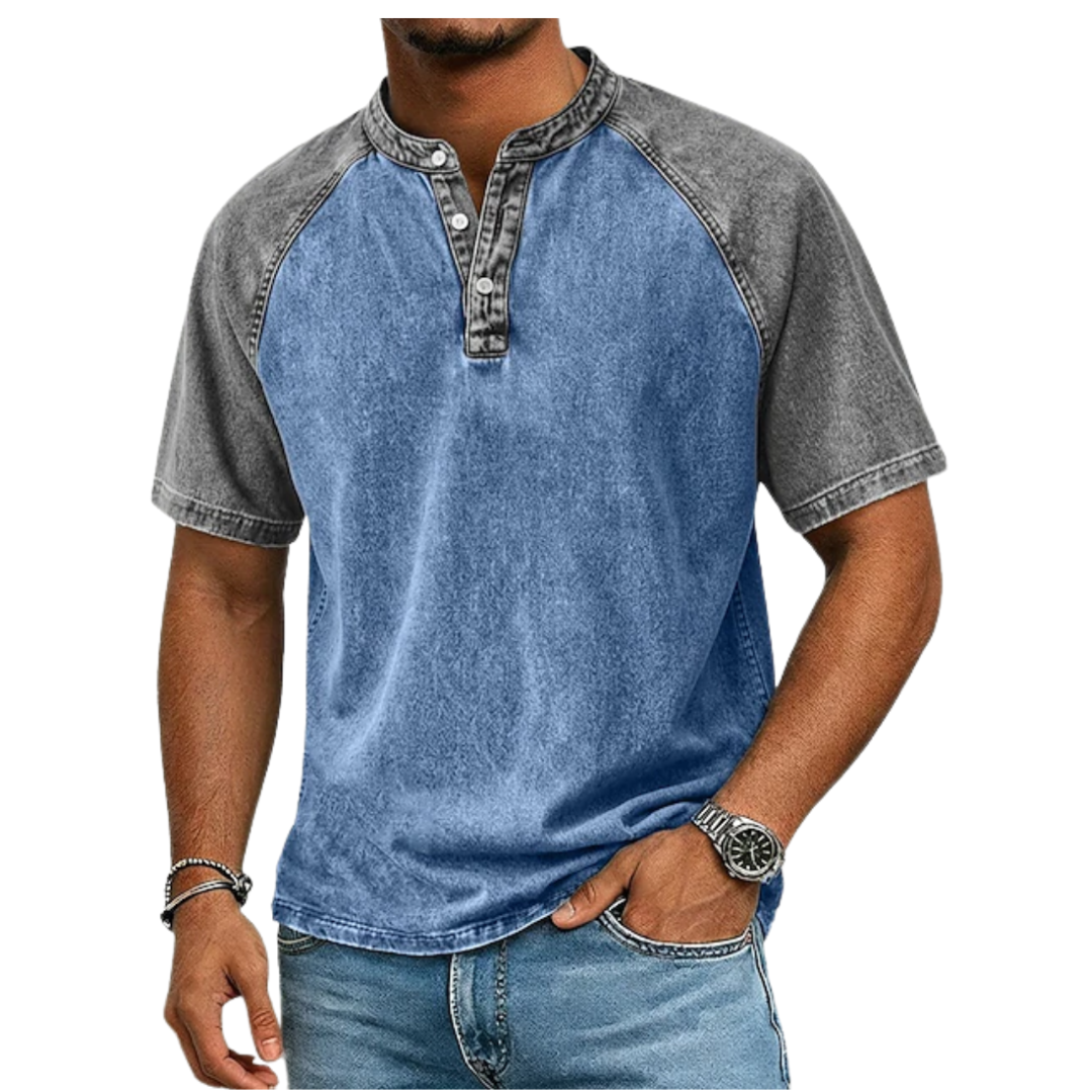 Jordan | Sophisticated Two-Tone Henley Mens T Shirt