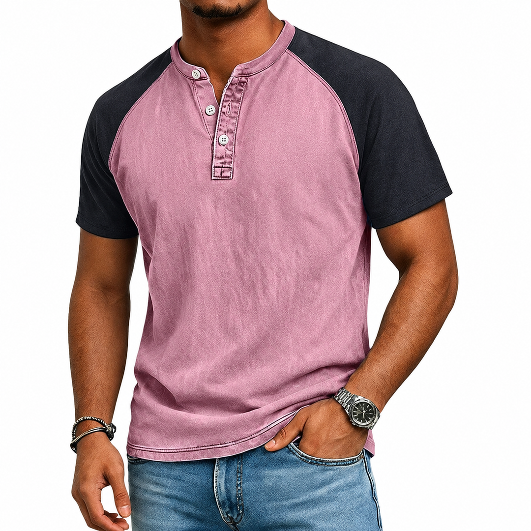 Jordan | Sophisticated Two-Tone Henley Mens T Shirt