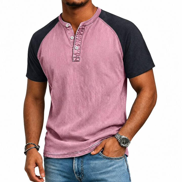 Jordan | Sophisticated Two-Tone Henley Mens T Shirt