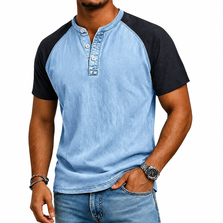 Jordan | Sophisticated Two-Tone Henley Mens T Shirt