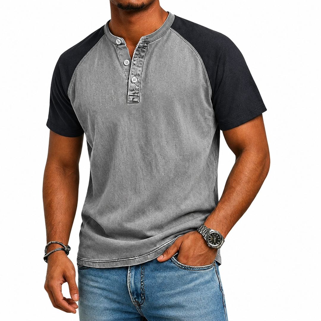 Jordan | Sophisticated Two-Tone Henley Mens T Shirt