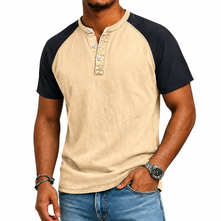Jordan | Sophisticated Two-Tone Henley Mens T Shirt
