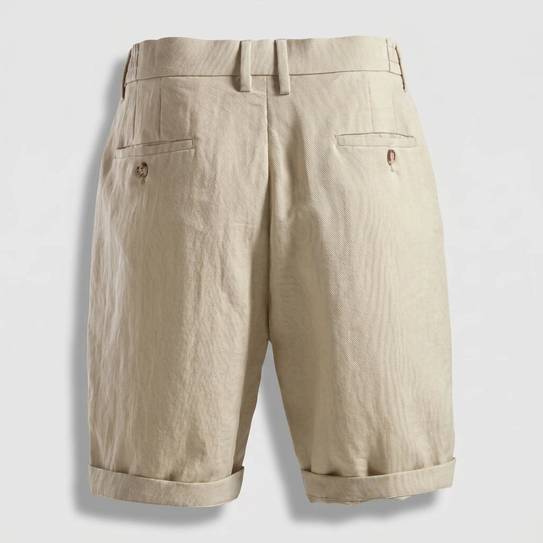 Julian | Classic Pleated Linen Shorts with Turn-Up Cuff
