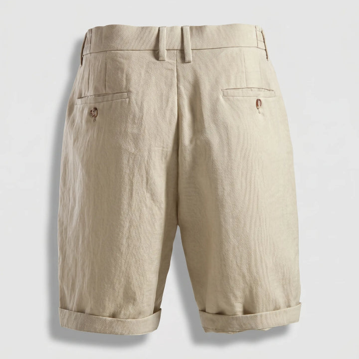 Julian | Classic Pleated Linen Shorts with Turn-Up Cuff