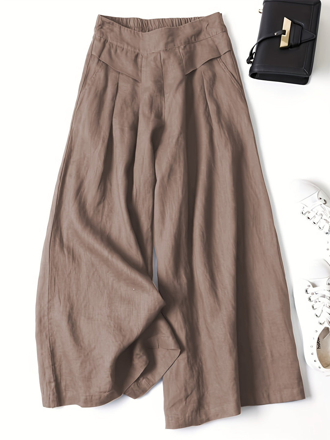 Kaia | Classic Pleated Wide Leg Linen Pants