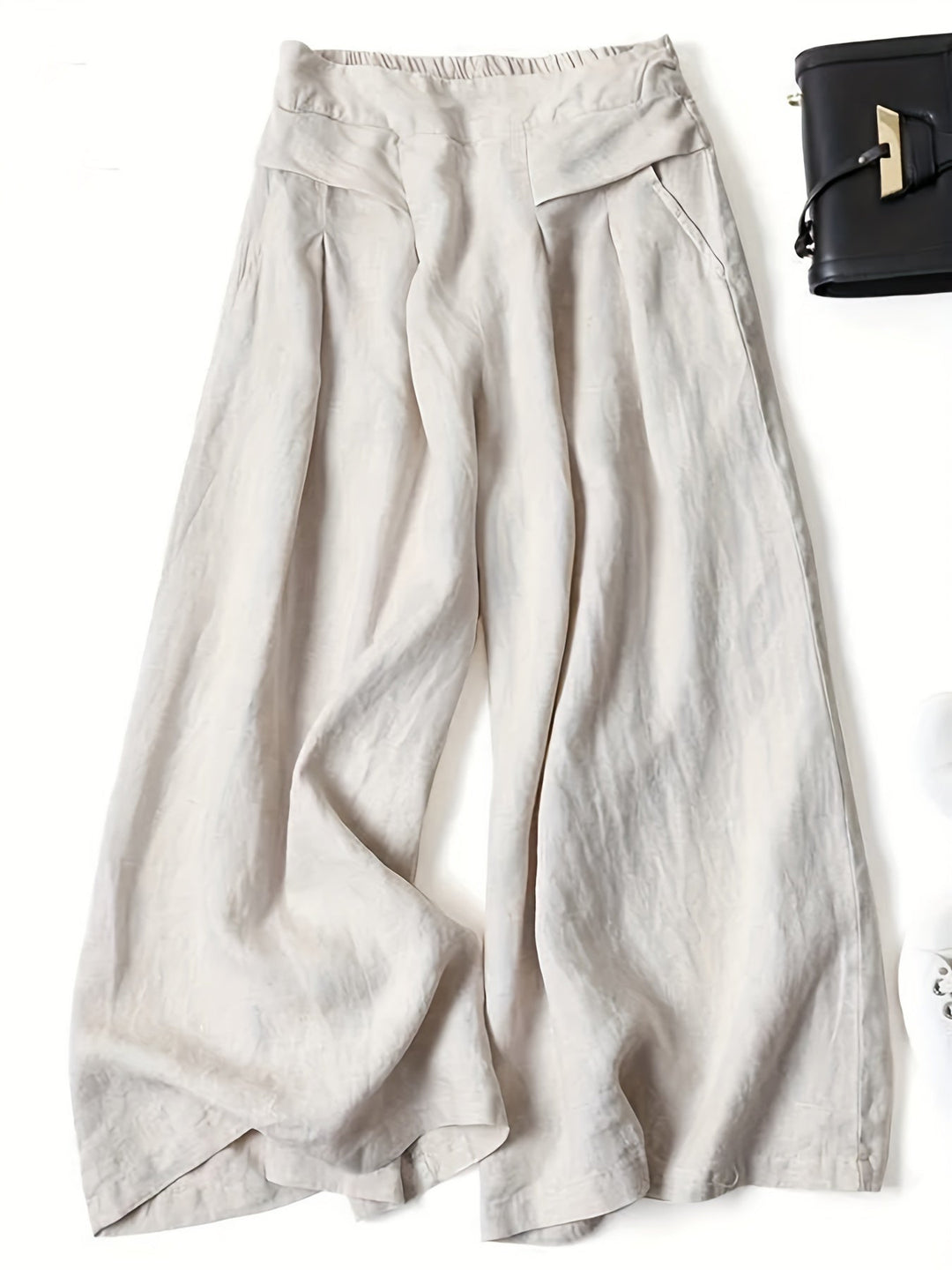 Kaia | Classic Pleated Wide Leg Linen Pants