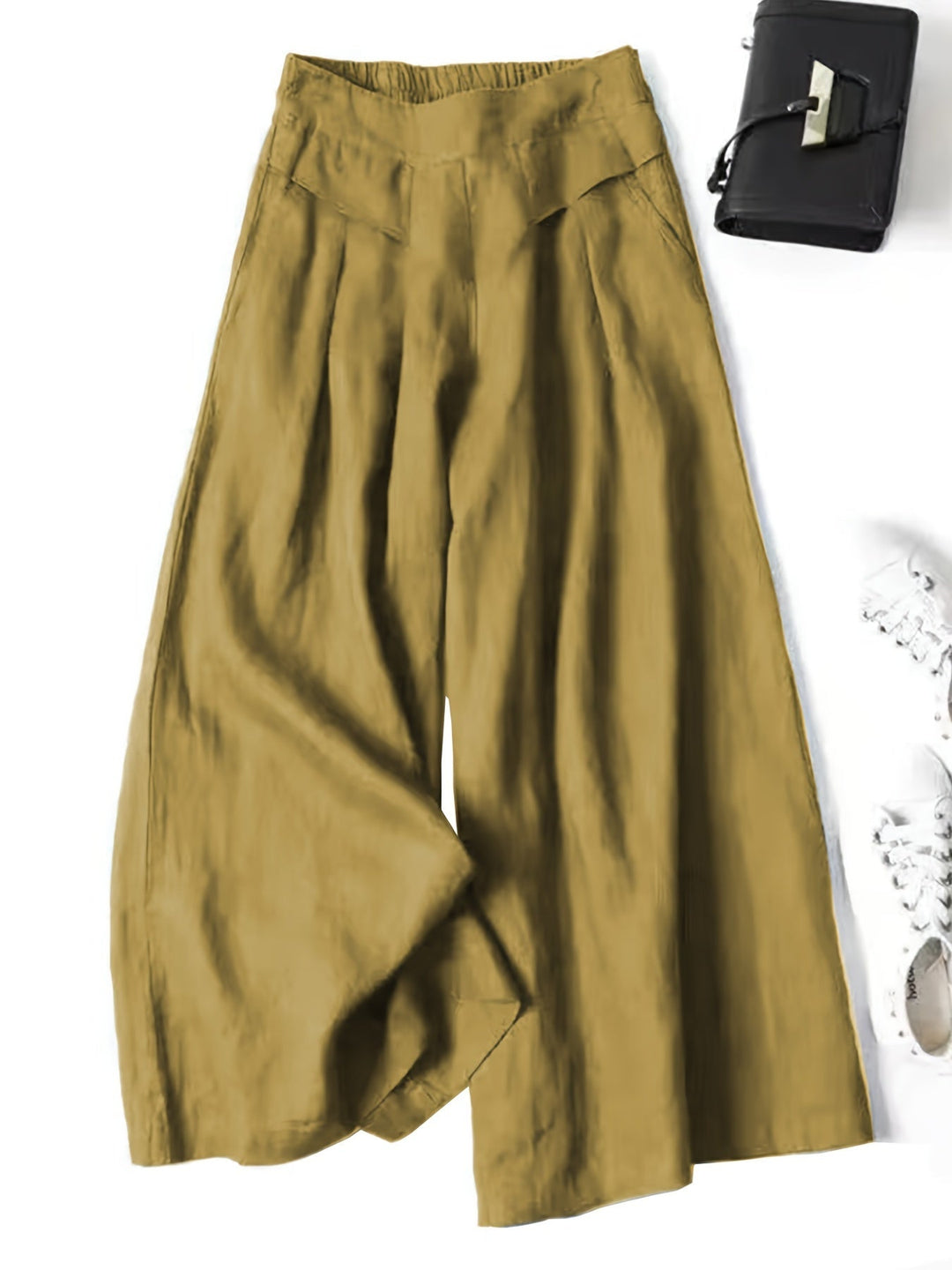 Kaia | Classic Pleated Wide Leg Linen Pants