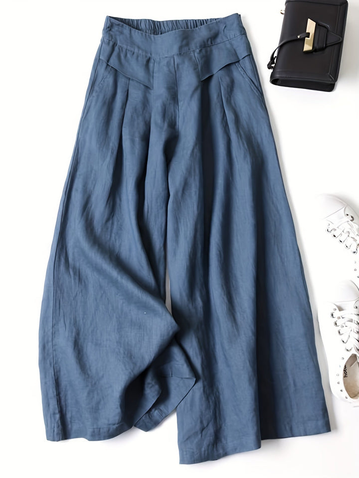 Kaia | Classic Pleated Wide Leg Linen Pants