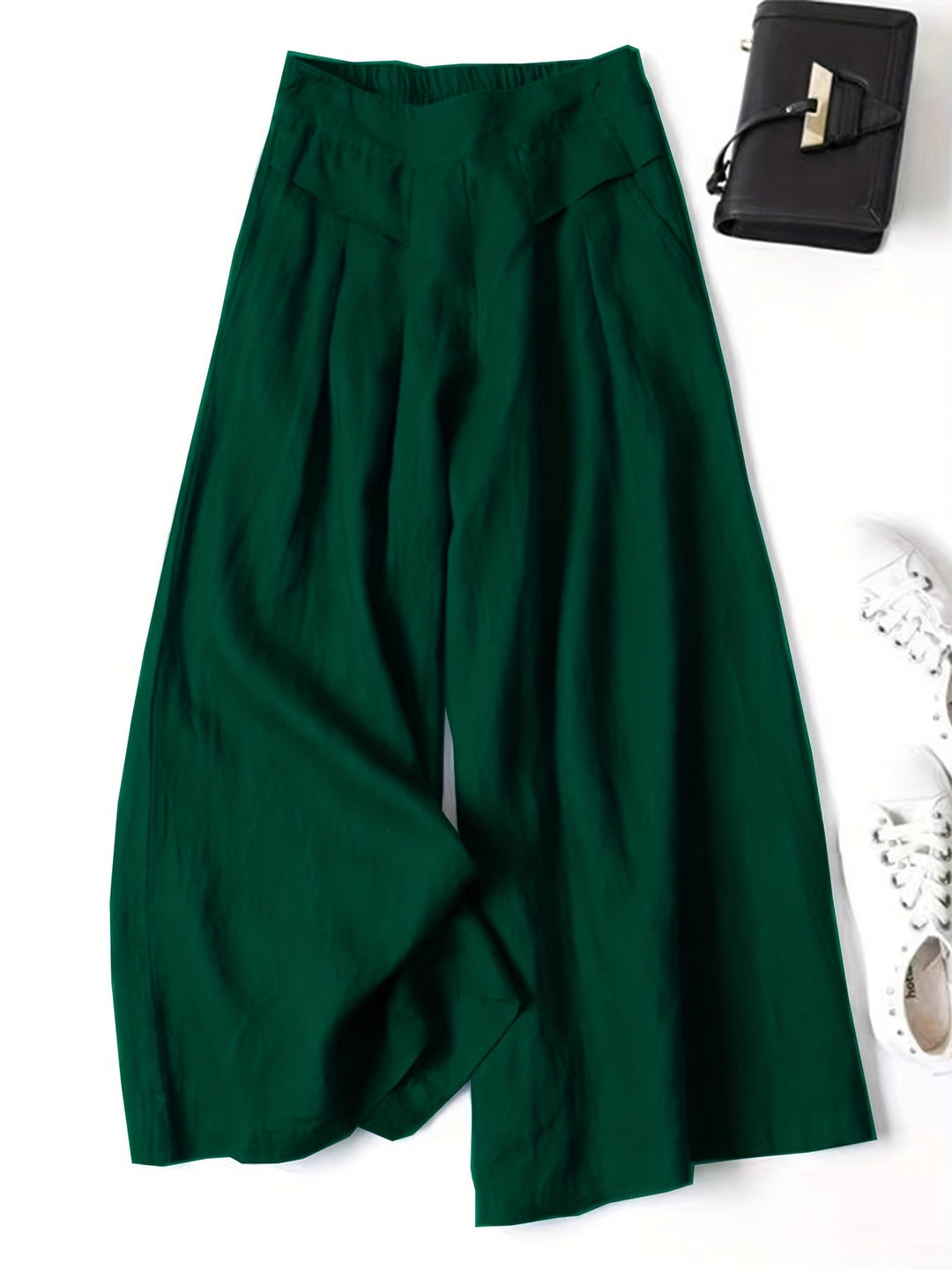 Kaia | Classic Pleated Wide Leg Linen Pants