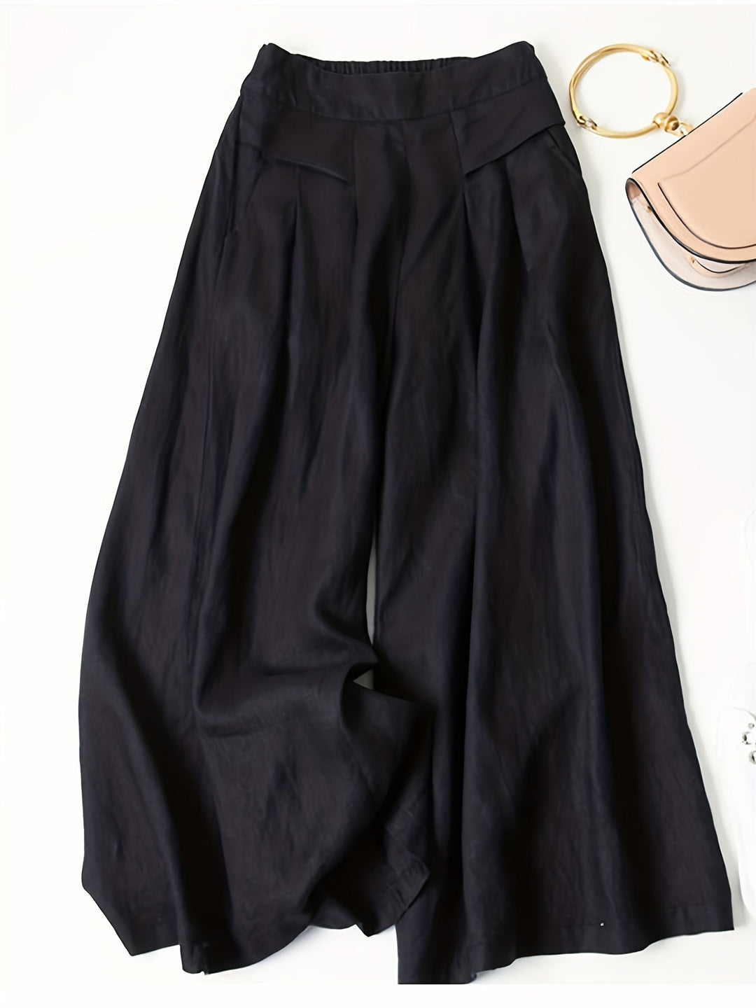 Kaia | Classic Pleated Wide Leg Linen Pants