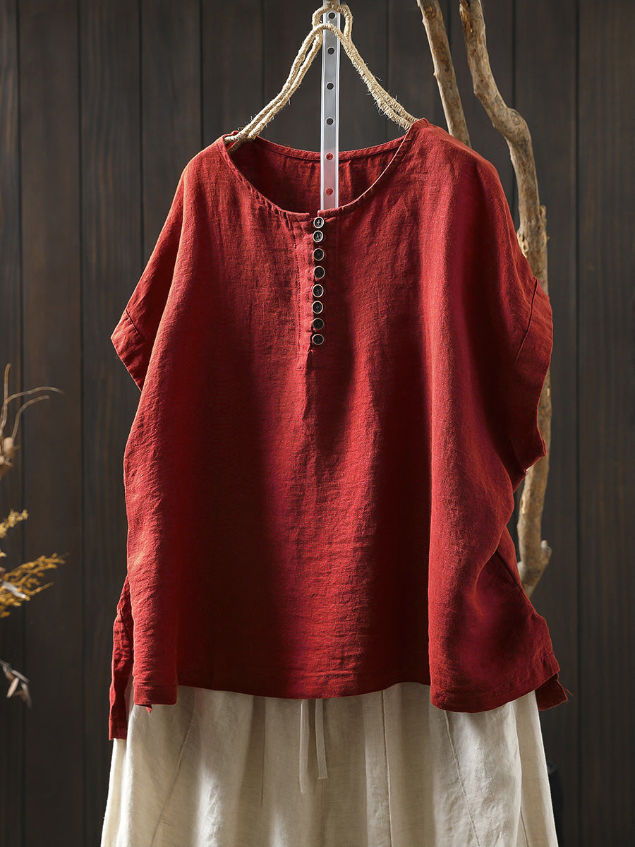 Kaia | Plus Size Short Sleeve Linen Shirt