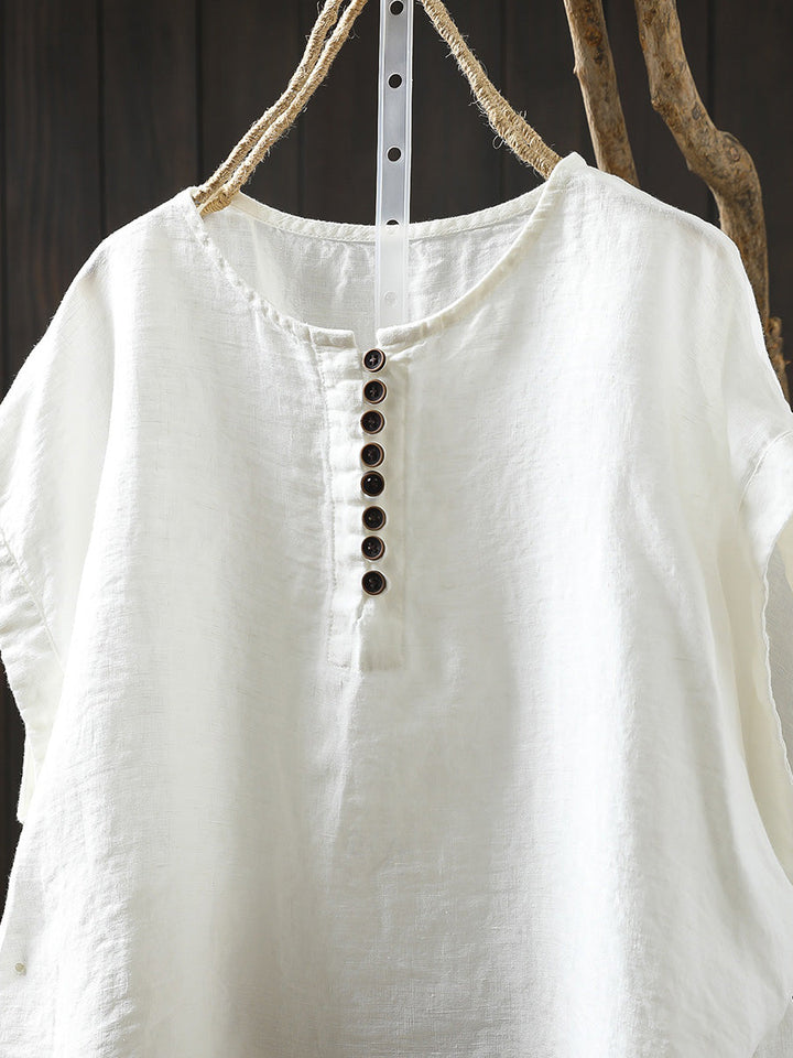 Kaia | Plus Size Short Sleeve Linen Shirt