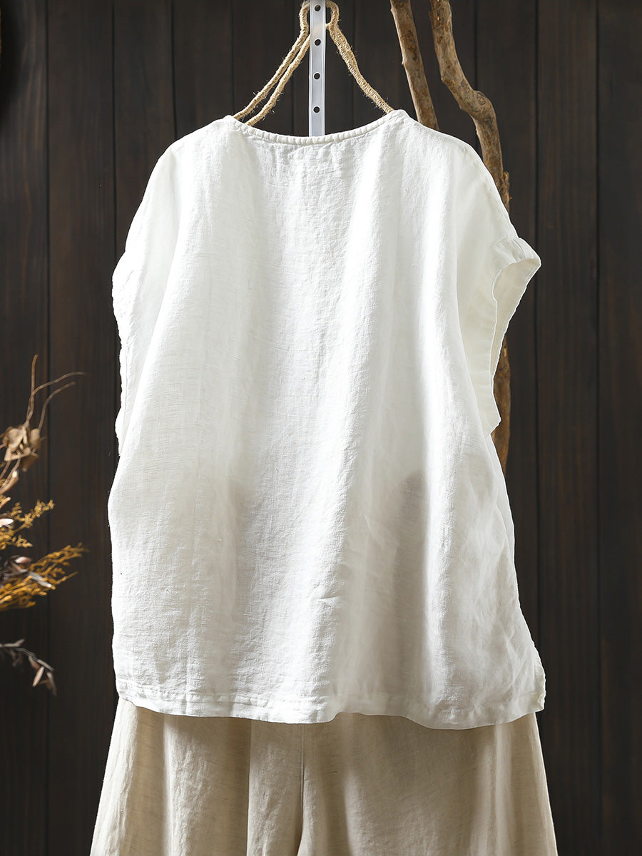Kaia | Plus Size Short Sleeve Linen Shirt