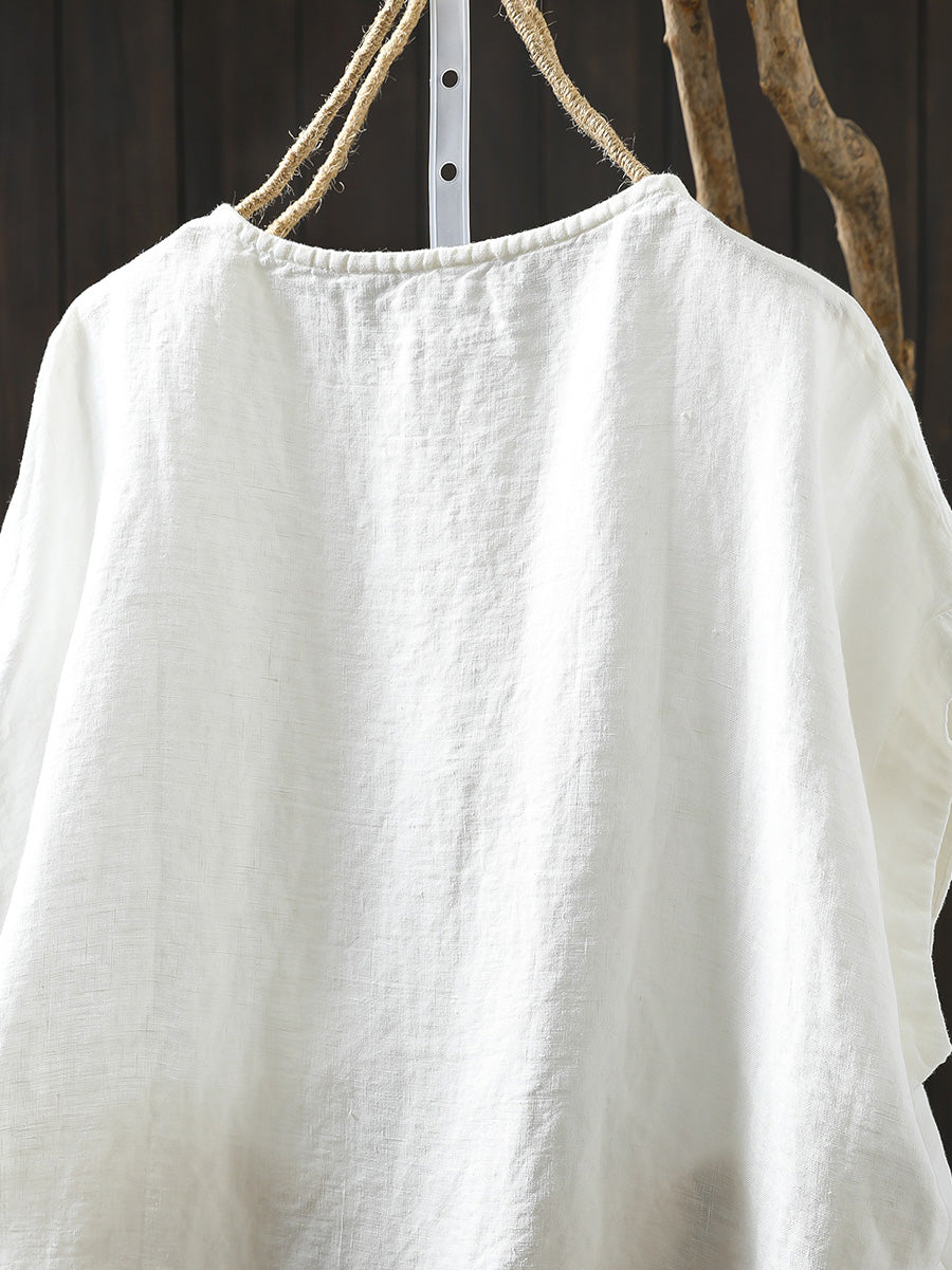 Kaia | Plus Size Short Sleeve Linen Shirt