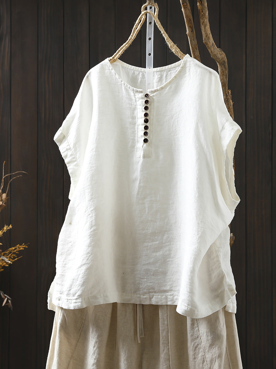 Kaia | Plus Size Short Sleeve Linen Shirt
