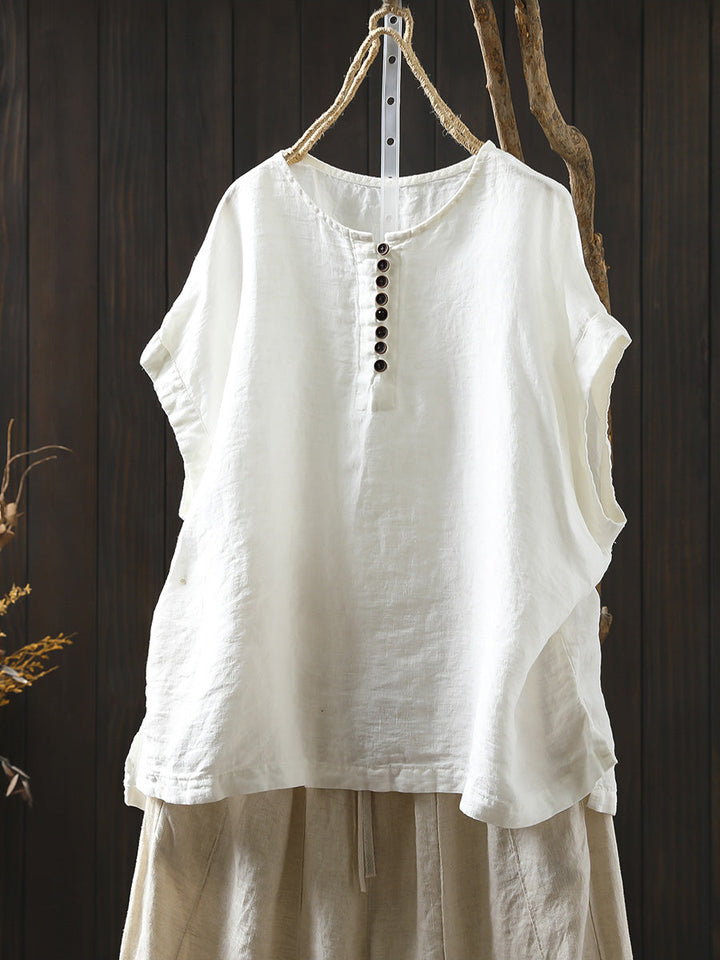 Kaia | Plus Size Short Sleeve Linen Shirt