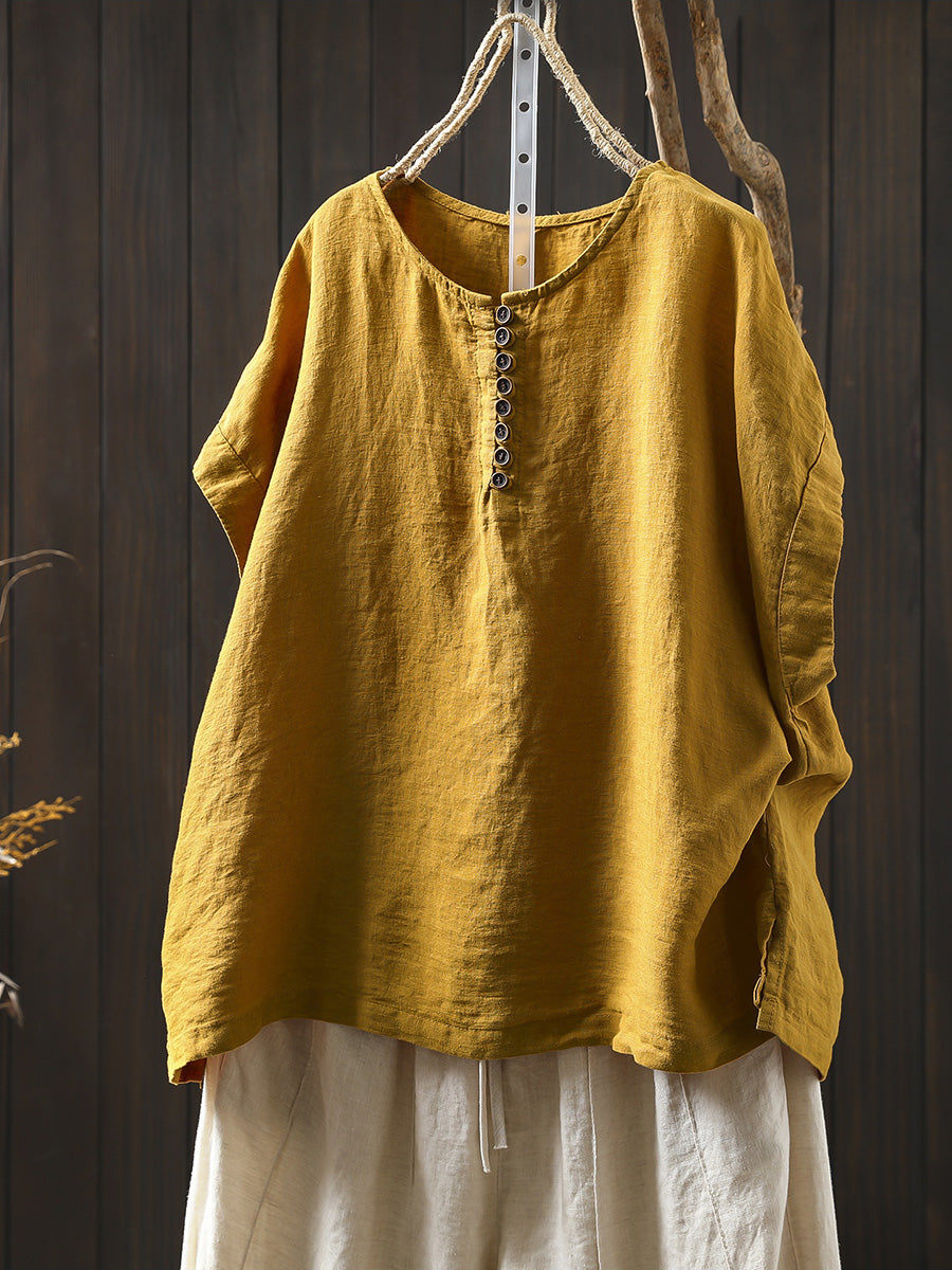Kaia | Plus Size Short Sleeve Linen Shirt