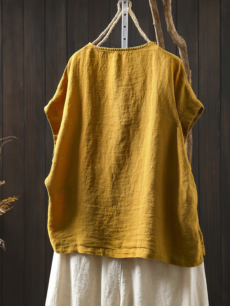 Kaia | Plus Size Short Sleeve Linen Shirt