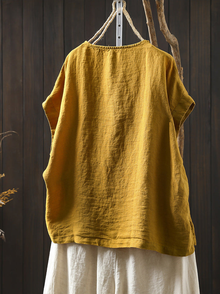 Kaia | Plus Size Short Sleeve Linen Shirt