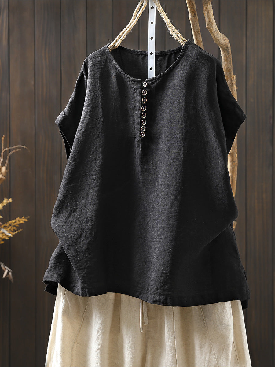 Kaia | Plus Size Short Sleeve Linen Shirt