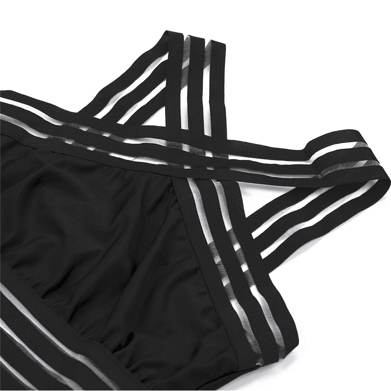 Kaia | Polished Striped Mesh One Piece Swimsuit