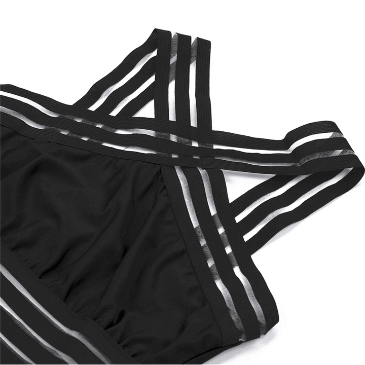 Kaia | Polished Striped Mesh One Piece Swimsuit