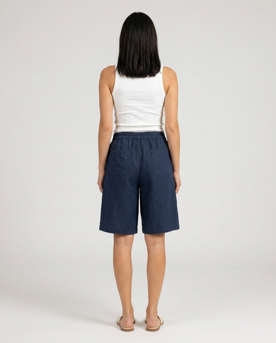 Kaia | Sophisticated High Waist Bermuda Linen Shorts