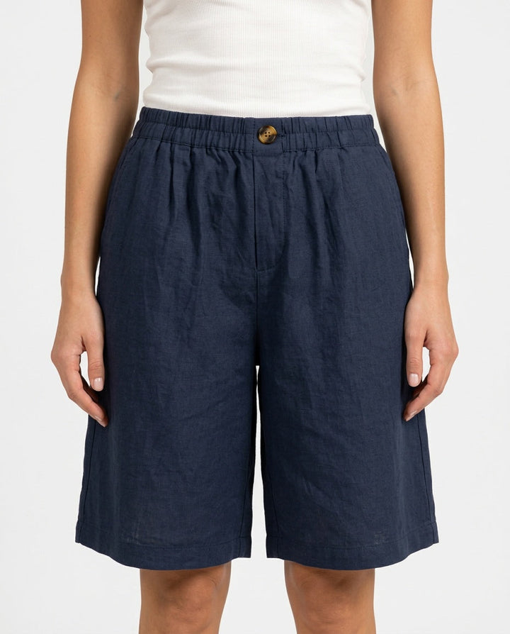 Kaia | Sophisticated High Waist Bermuda Linen Shorts