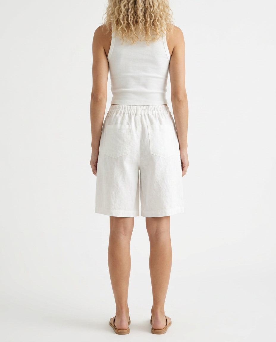 Kaia | Sophisticated High Waist Bermuda Linen Shorts