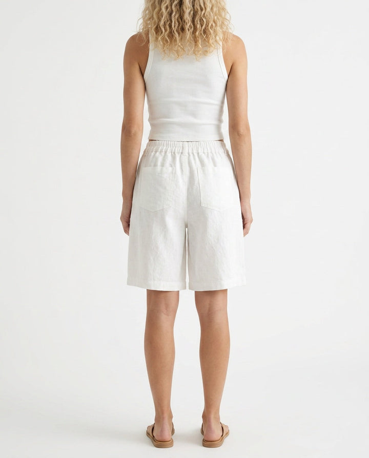 Kaia | Sophisticated High Waist Bermuda Linen Shorts