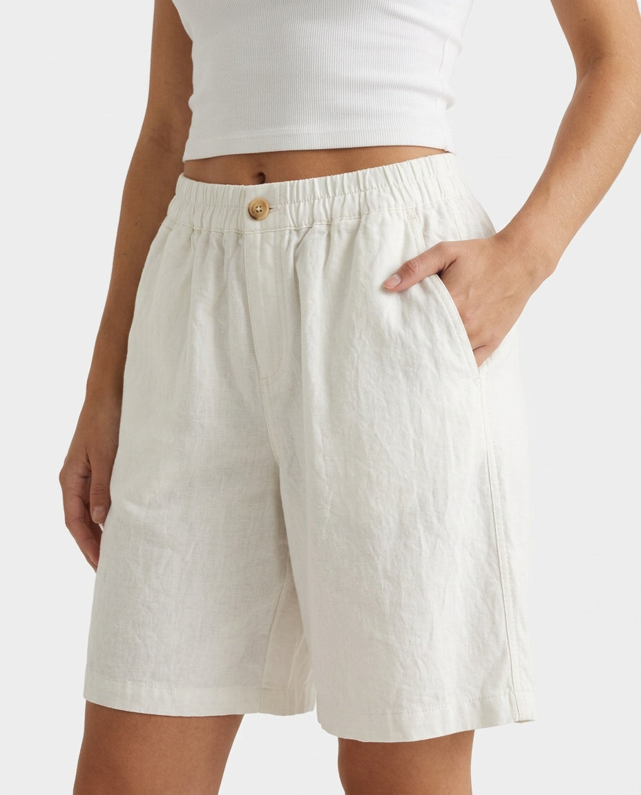 Kaia | Sophisticated High Waist Bermuda Linen Shorts