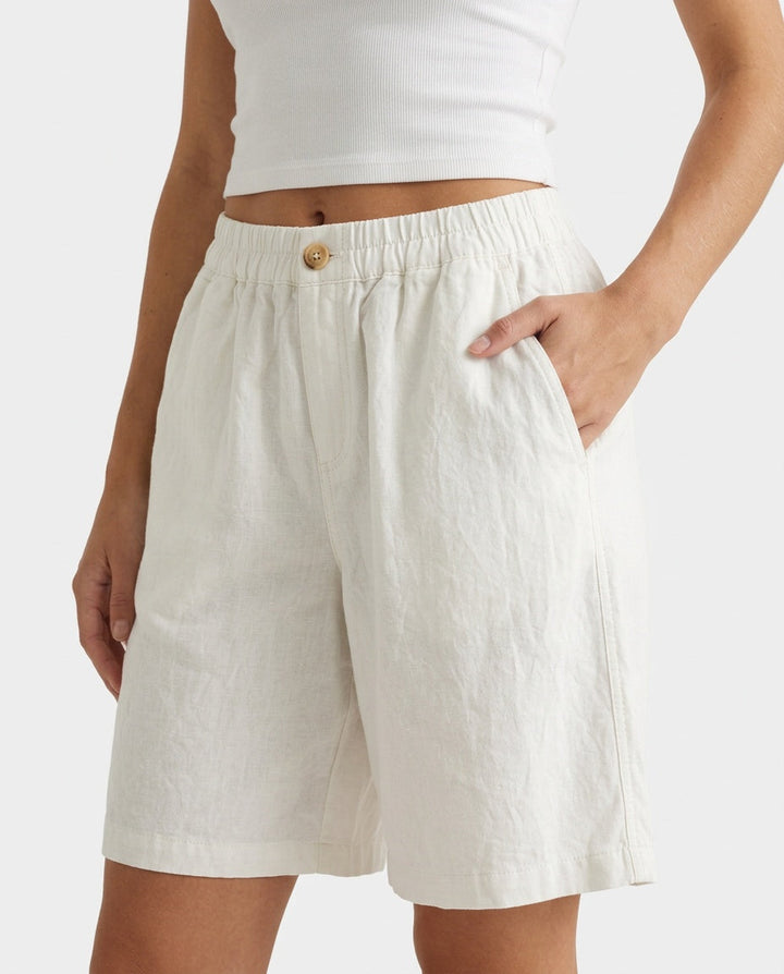 Kaia | Sophisticated High Waist Bermuda Linen Shorts