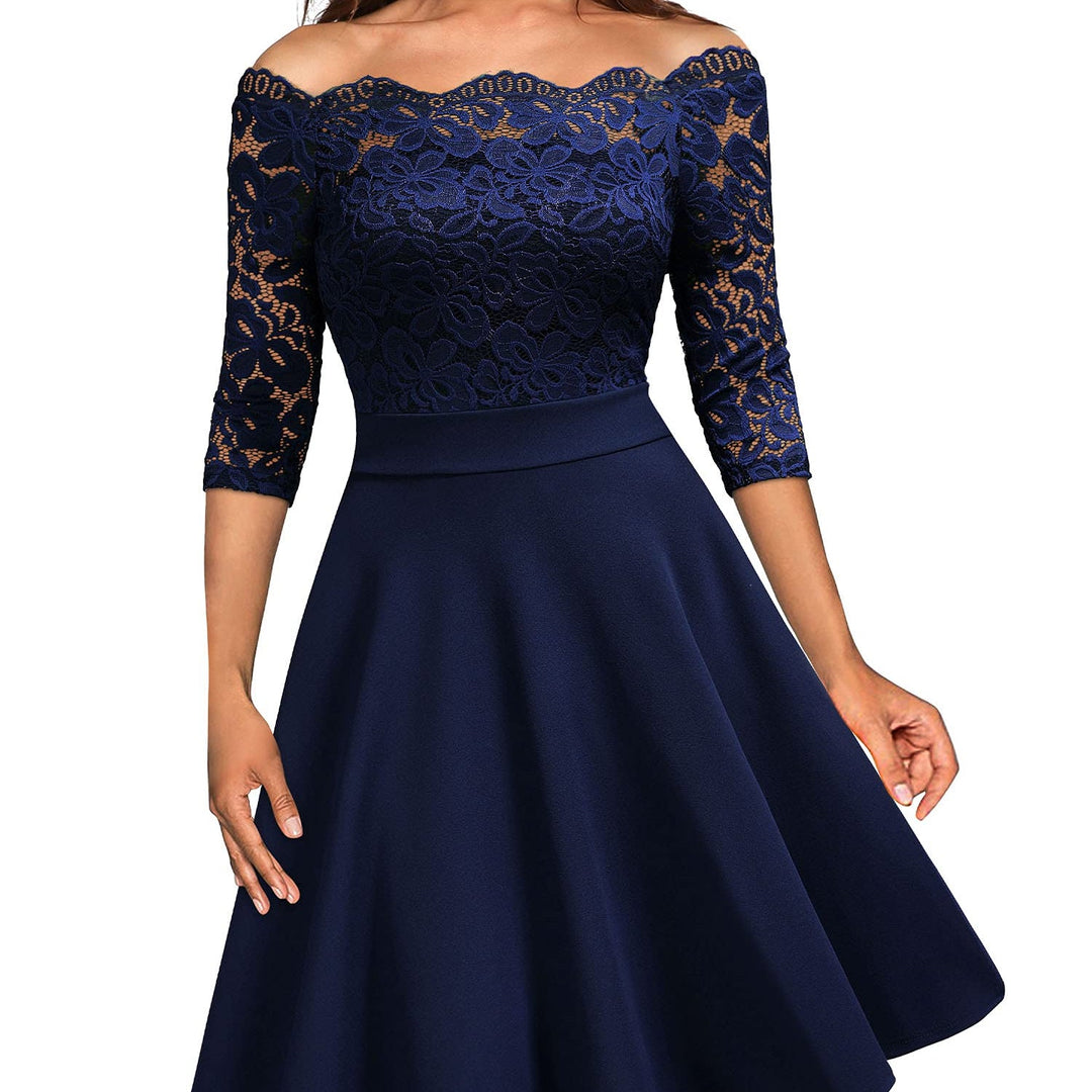 Kaia | Sophisticated Lace Sleeve Party Dress Midi