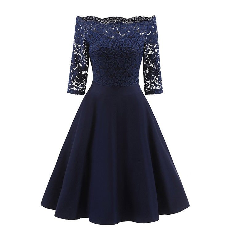 Kaia | Sophisticated Lace Sleeve Party Dress Midi