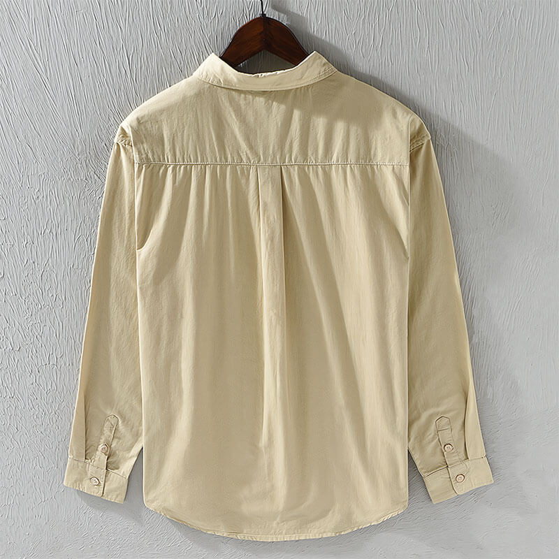 Lachlan | Cosy Long Sleeve Button-Down Linen Shirt with Chest Pockets