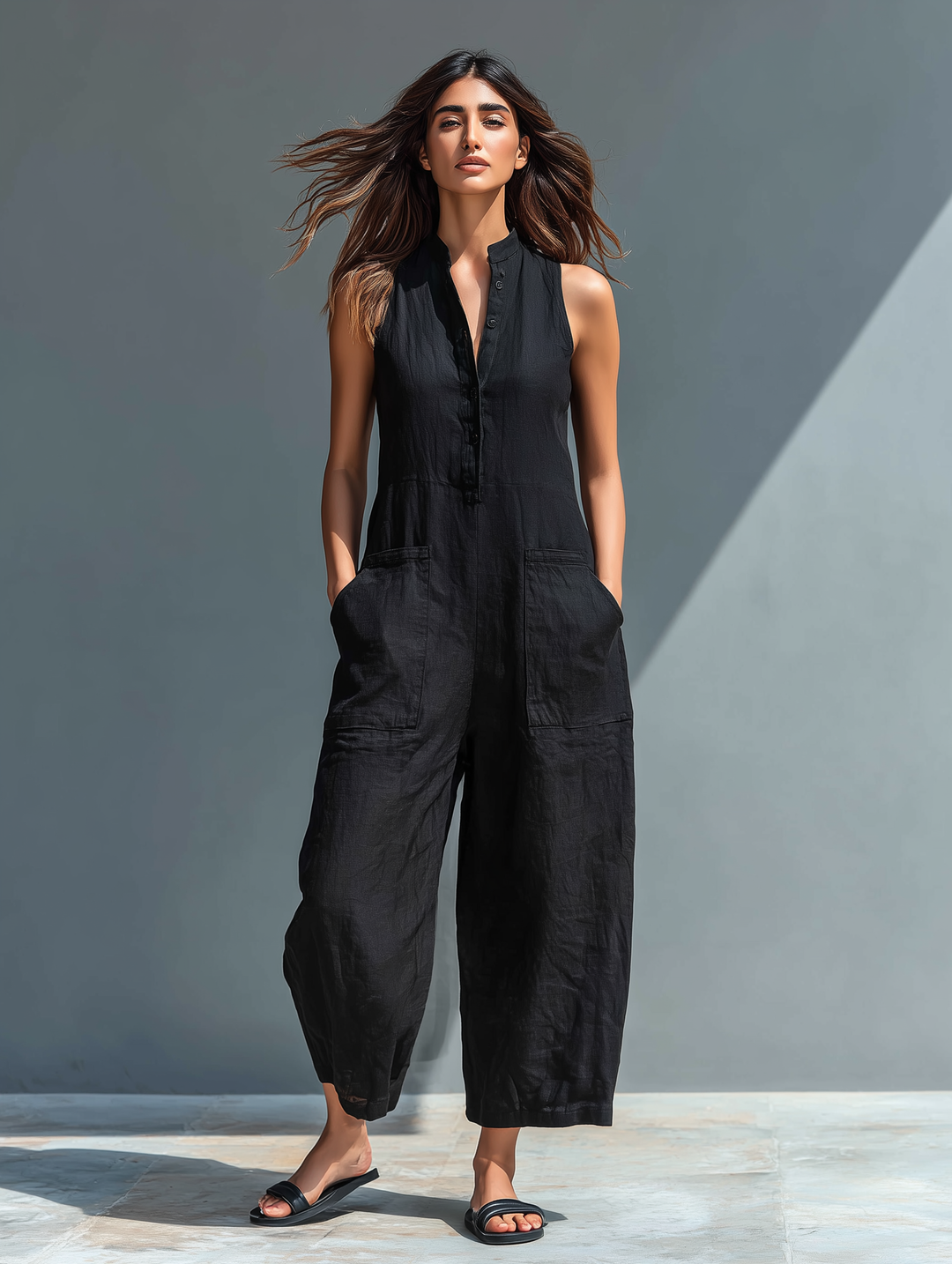 Lainey | Chic Sleeveless Wide Leg Casual Jumpsuit