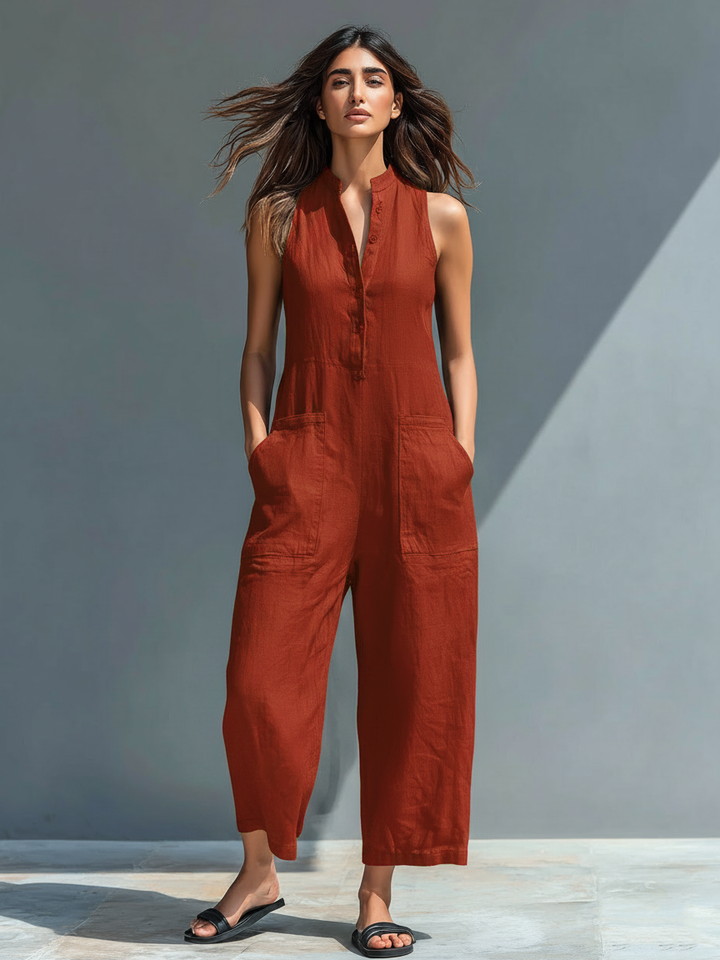 Lainey | Chic Sleeveless Wide Leg Casual Jumpsuit