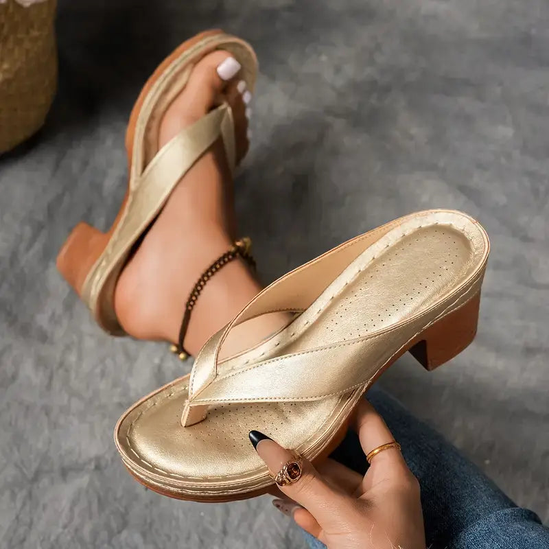 Lainey | Classic Platform Sandals with Wedge Heel Flip Flop Strap